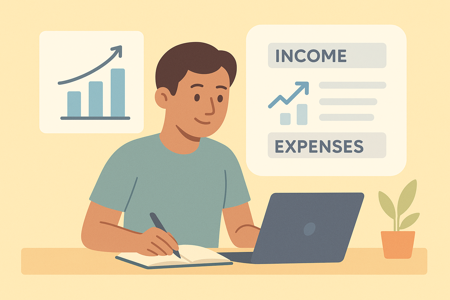 簿記3級 活かし方 AIに相談しているイメージイラスト